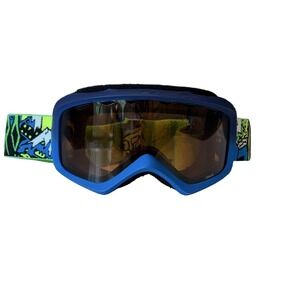 Giro Grade Ski Goggles Boys Blue Green Black Amber Lens Graphic Strap